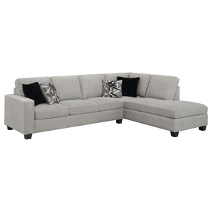 Whitson Upholstered Track Arm Sectional Chaise Sofa - Stone