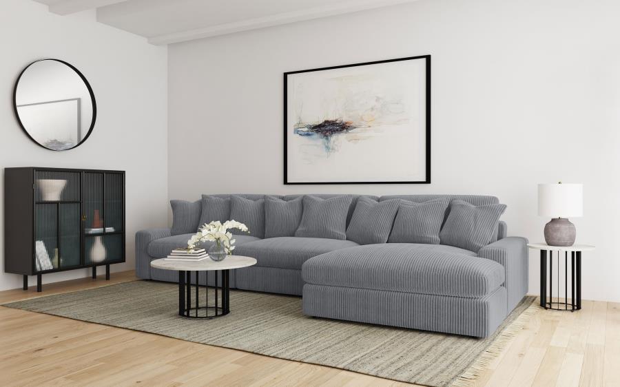 Blaine Upholstered Reversible Chaise Sectional Sofa - Fog