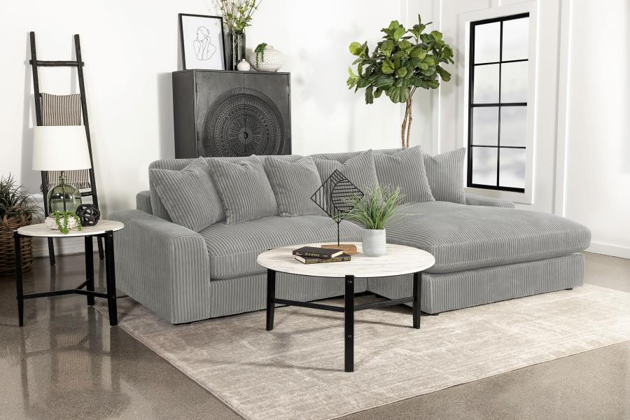 Blaine Upholstered Reversible Chaise Sectional Sofa - Fog