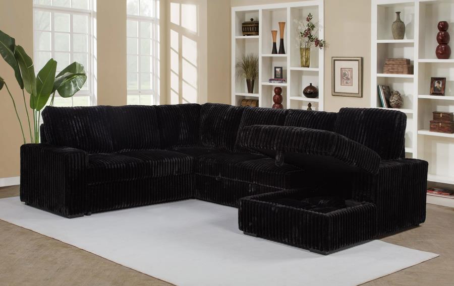 Devonshire Sleeper Sectional Sofa Storage Chaise - Black