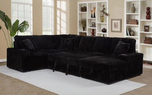 Devonshire Sleeper Sectional Sofa Storage Chaise - Black
