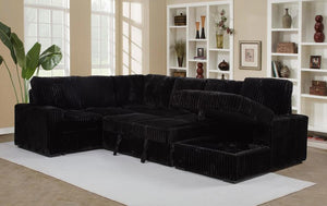 Devonshire Sleeper Sectional Sofa Storage Chaise - Black