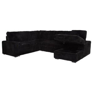 Devonshire Sleeper Sectional Sofa Storage Chaise - Black