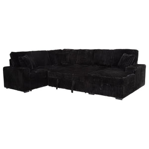 Devonshire Sleeper Sectional Sofa Storage Chaise - Black