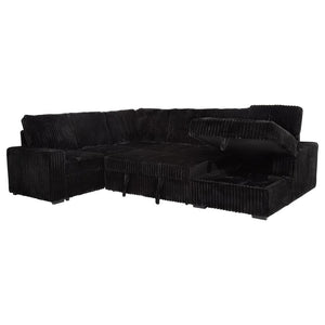 Devonshire Sleeper Sectional Sofa Storage Chaise - Black
