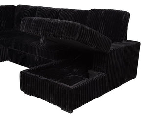 Devonshire Sleeper Sectional Sofa Storage Chaise - Black