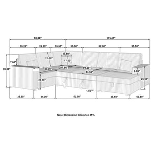 Devonshire Sleeper Sectional Sofa Storage Chaise - Black