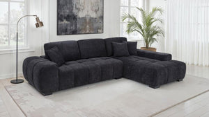 Octavia Fabric Upholstered Track Arm Sectional Sofa - Black