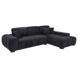 Octavia Fabric Upholstered Track Arm Sectional Sofa - Black