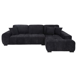 Octavia Fabric Upholstered Track Arm Sectional Sofa - Black