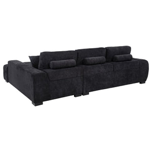 Octavia Fabric Upholstered Track Arm Sectional Sofa - Black