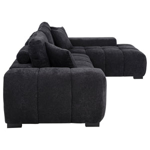Octavia Fabric Upholstered Track Arm Sectional Sofa - Black