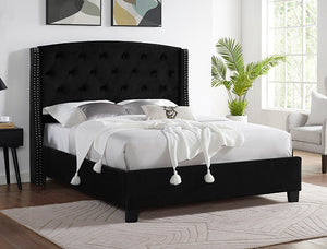 Eva Upholstered Bed - Black Velvet