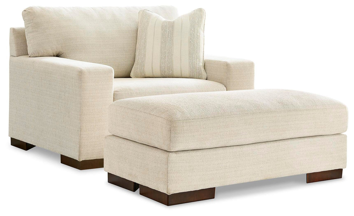 Maggie Oversized Chair and Ottoman Set - Birch