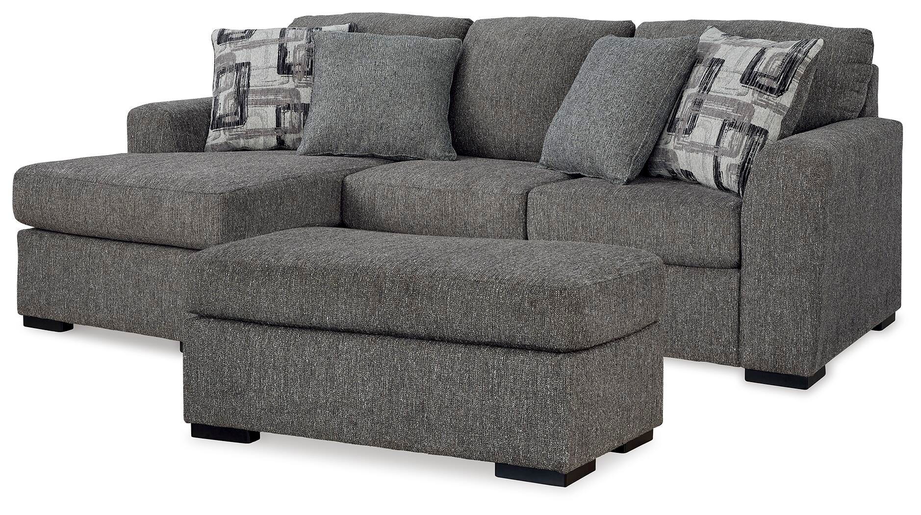 Gardiner Sofa Chaise and Ottoman Set - Pewter