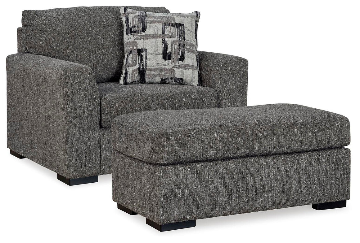 Gardiner Oversized Chair and Ottoman Set - Pewter