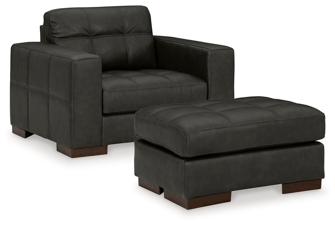 Luigi Oversized Chair and Ottoman Set - Thunder