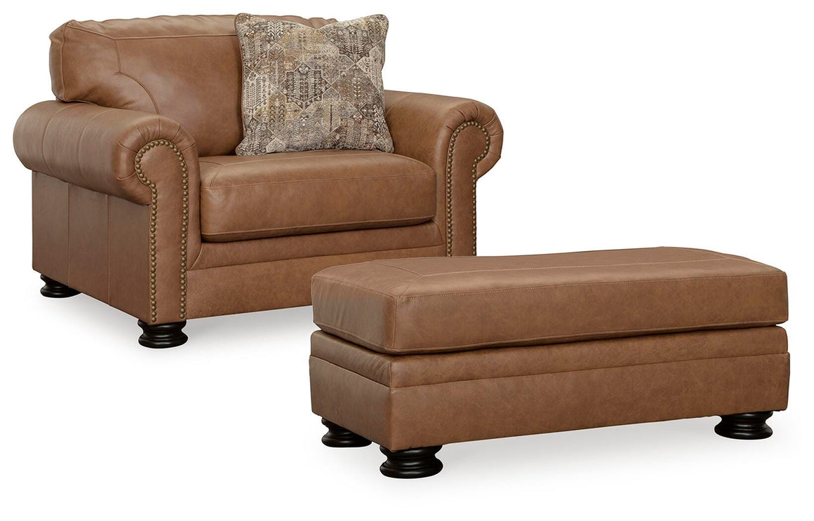 Carianna Oversized Chair and Ottoman Set - Caramel