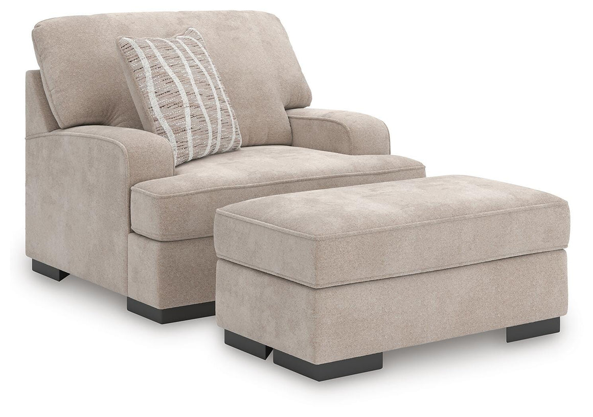 High Profile Oversized Chair and Ottoman Set - Taupe