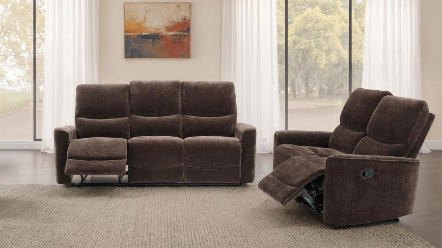 Navarro  Upholstered Reclining Sofa Set Dark Brown