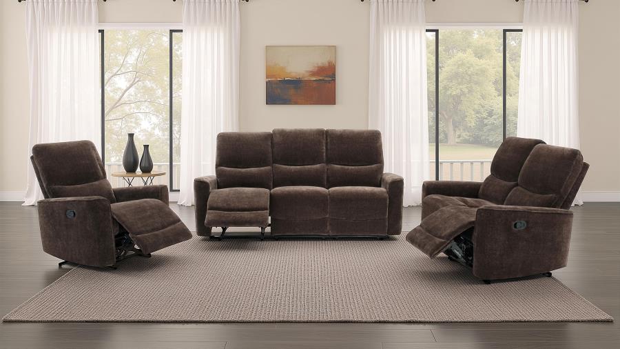 Navarro  Upholstered Reclining Sofa Set Dark Brown
