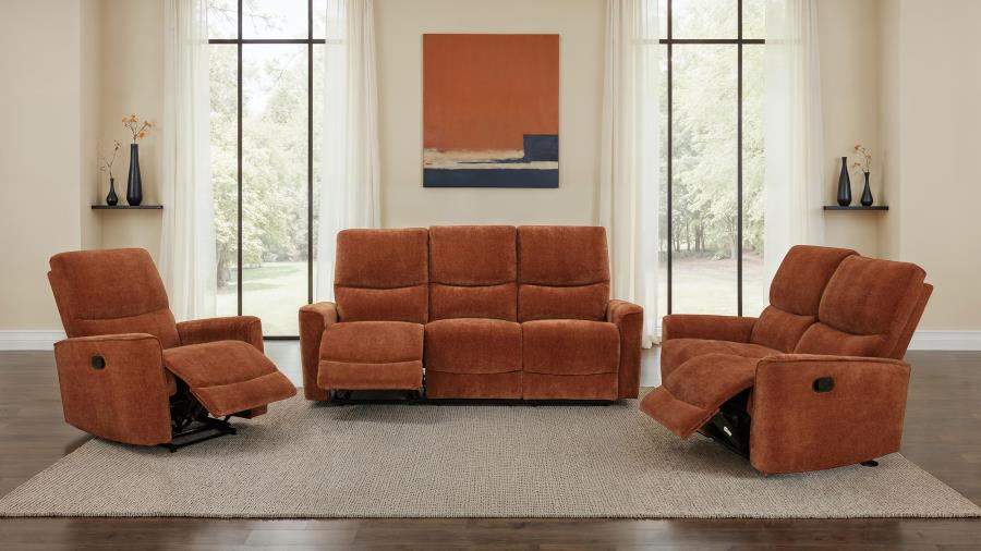 Navarro  Upholstered Reclining Sofa Set Orange