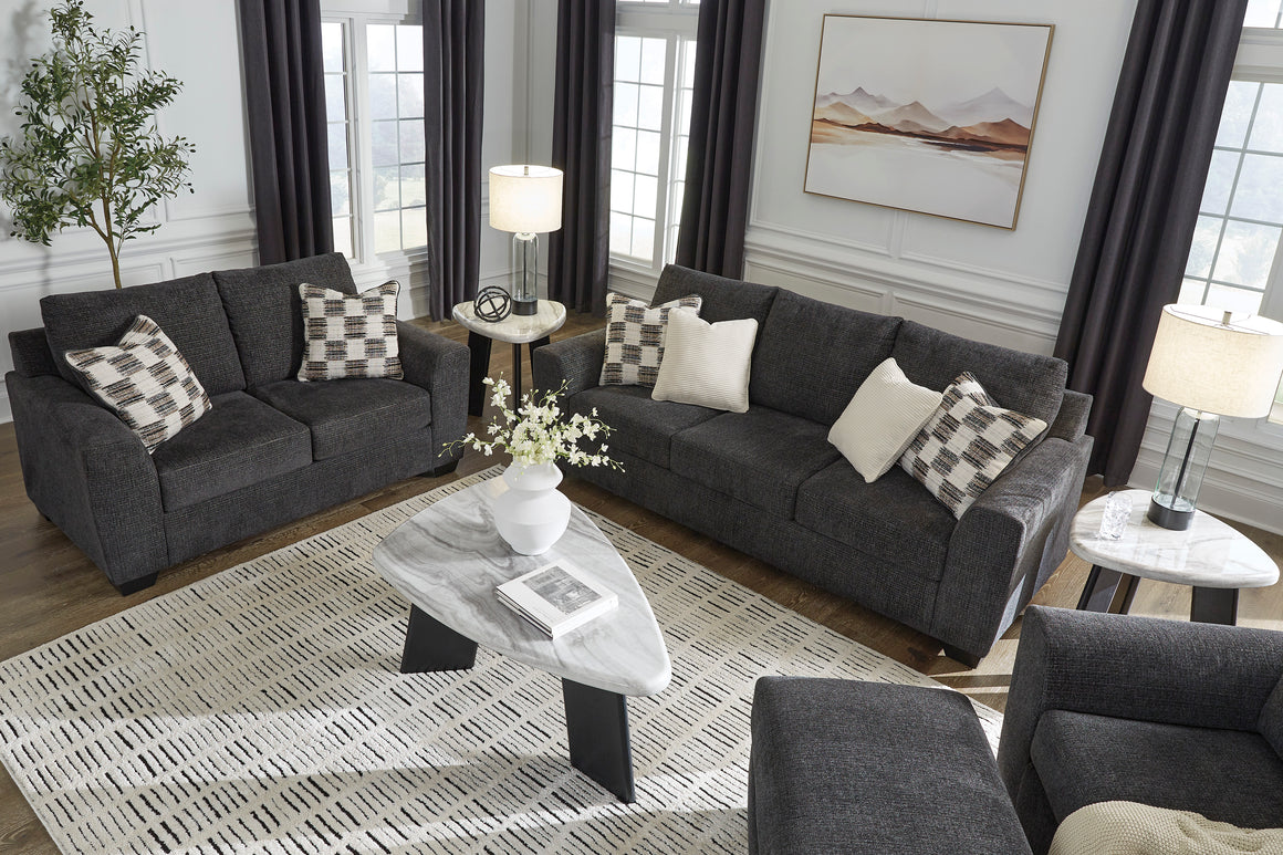 Loreo Sofa and Loveseat - Ebony