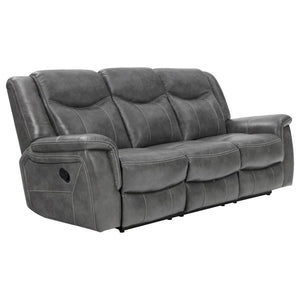 Conrad Upholstered Padded Arm Motion Sofa - Grey