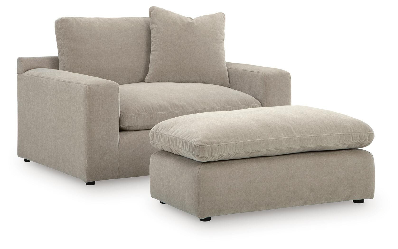 Maxton Heights Oversized Chair and Ottoman Set - Pebble