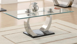 Pruitt Rectangular Glass Top Metal Coffee Table - Satin