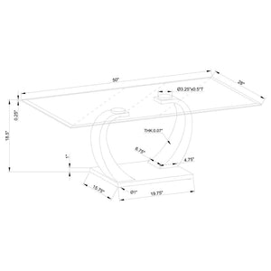Pruitt Rectangular Glass Top Metal Coffee Table - Satin