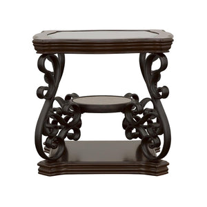 Laney 1-shelf Glass Top Rectangular End Table - Deep Merlot