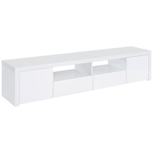 Jude 2-door Engineered Wood 79" TV Stand - High Gloss White