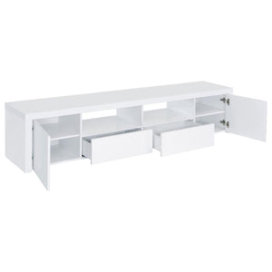 Jude 2-door Engineered Wood 79" TV Stand - High Gloss White
