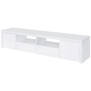 Jude 2-door Engineered Wood 79" TV Stand - High Gloss White