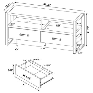 James 2-drawer Engineered Wood 48" TV Stand - Distressed Pine