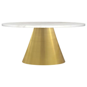 Avon Round Marble Top Stainless Steel Coffee Table - White