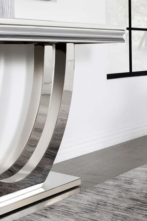 Kerwin U-base Stone Top Entryway Sofa Console Table - Chrome