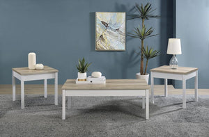 Stacie 3-piece Coffee Table Set - Distressed Pine and White