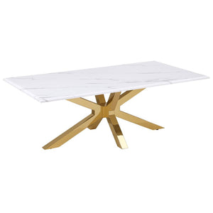 Visalia Faux Marble Top Stainless Steel Coffee Table - Gold