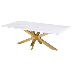 Visalia Faux Marble Top Stainless Steel Coffee Table - Gold