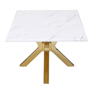 Visalia Faux Marble Top Stainless Steel Coffee Table - Gold