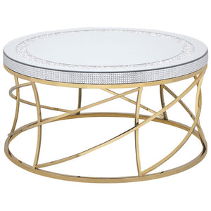 Elise Round Mirror Top Stainless Steel Coffee Table - Gold
