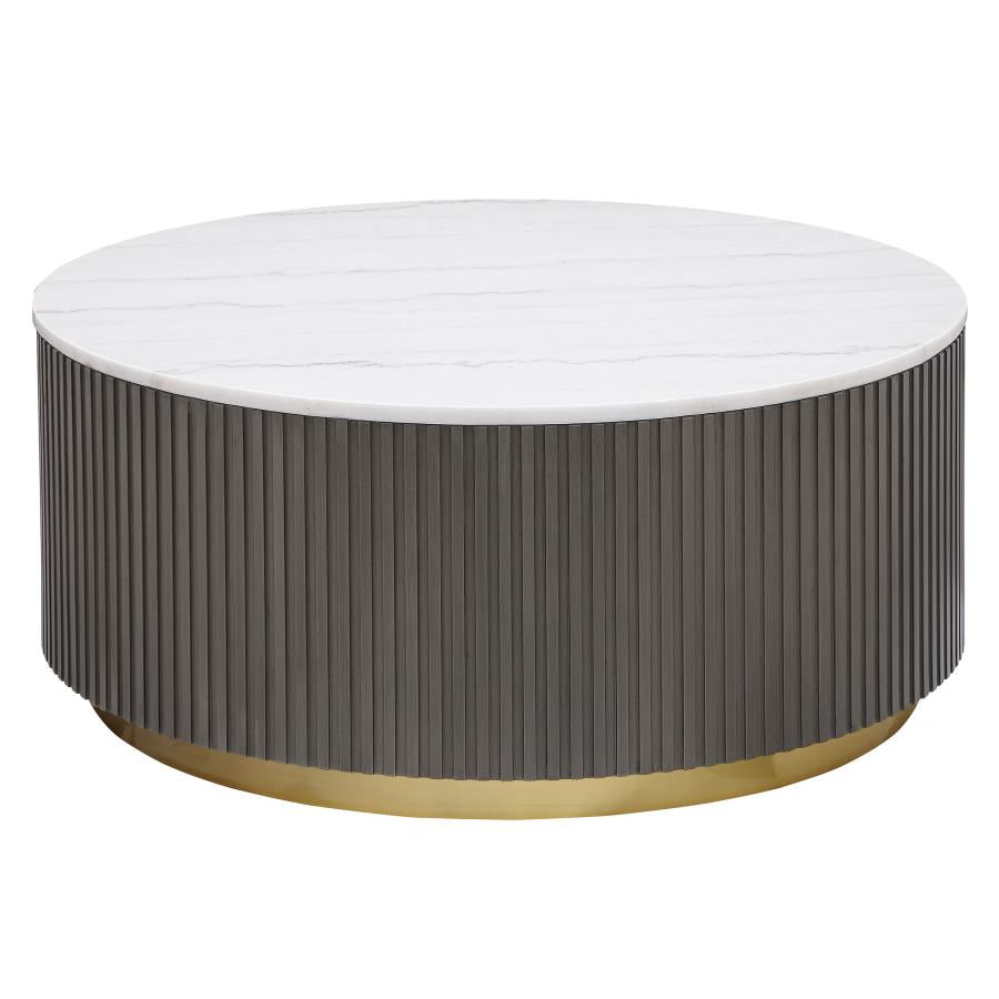 Jason Round White Marble Top Coffee Table - Charcoal
