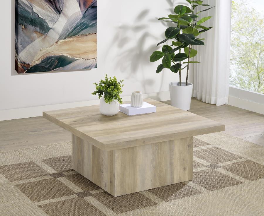 Devar Square Engineered Wood Coffee Table - Distressed Pine