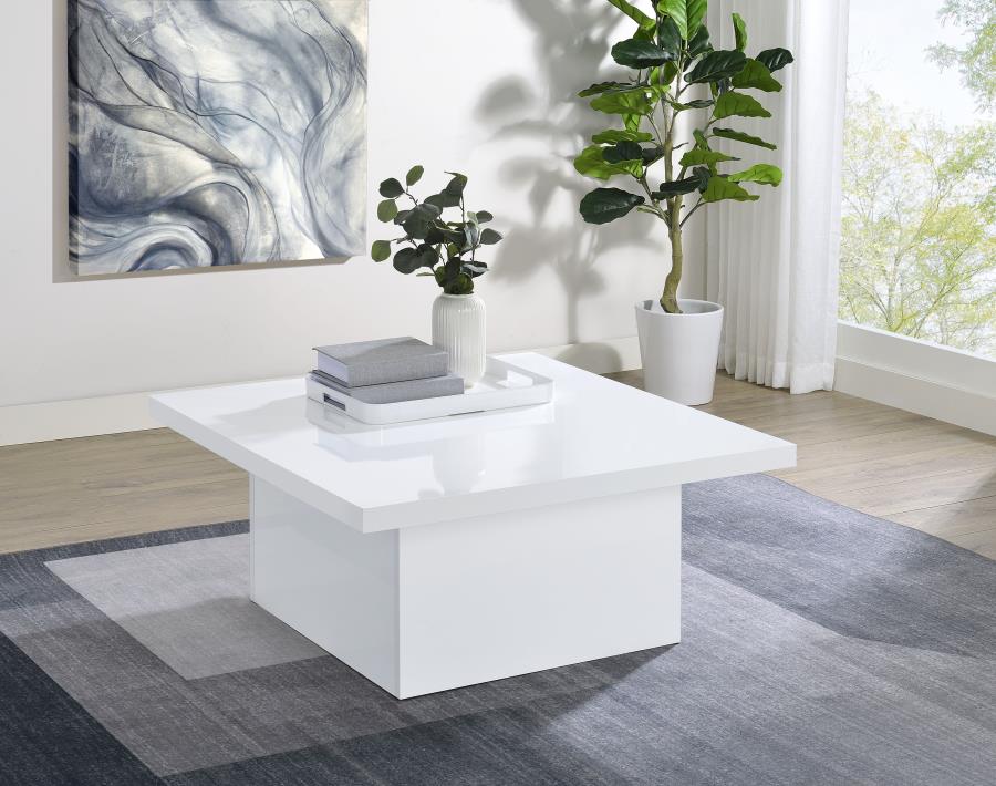 Devar Square Engineered Wood Coffee Table - White High Gloss