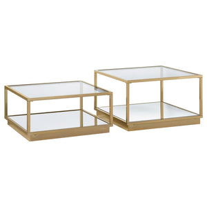 Renee 2-piece Square Coffee Table Set - Rose Brass