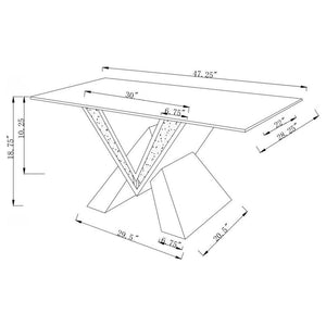 Taffeta Glass Top Mirrored Acrylic Coffee Table - Silver
