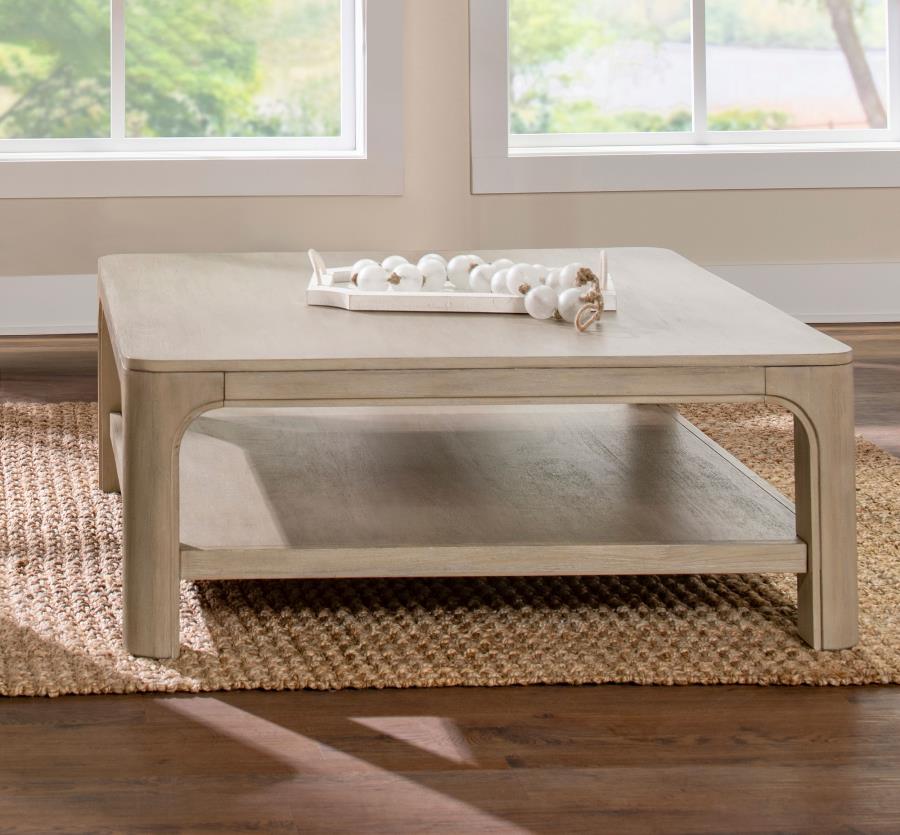 Solano Square Wood Cocktail Coffee Table - Weathered Mango