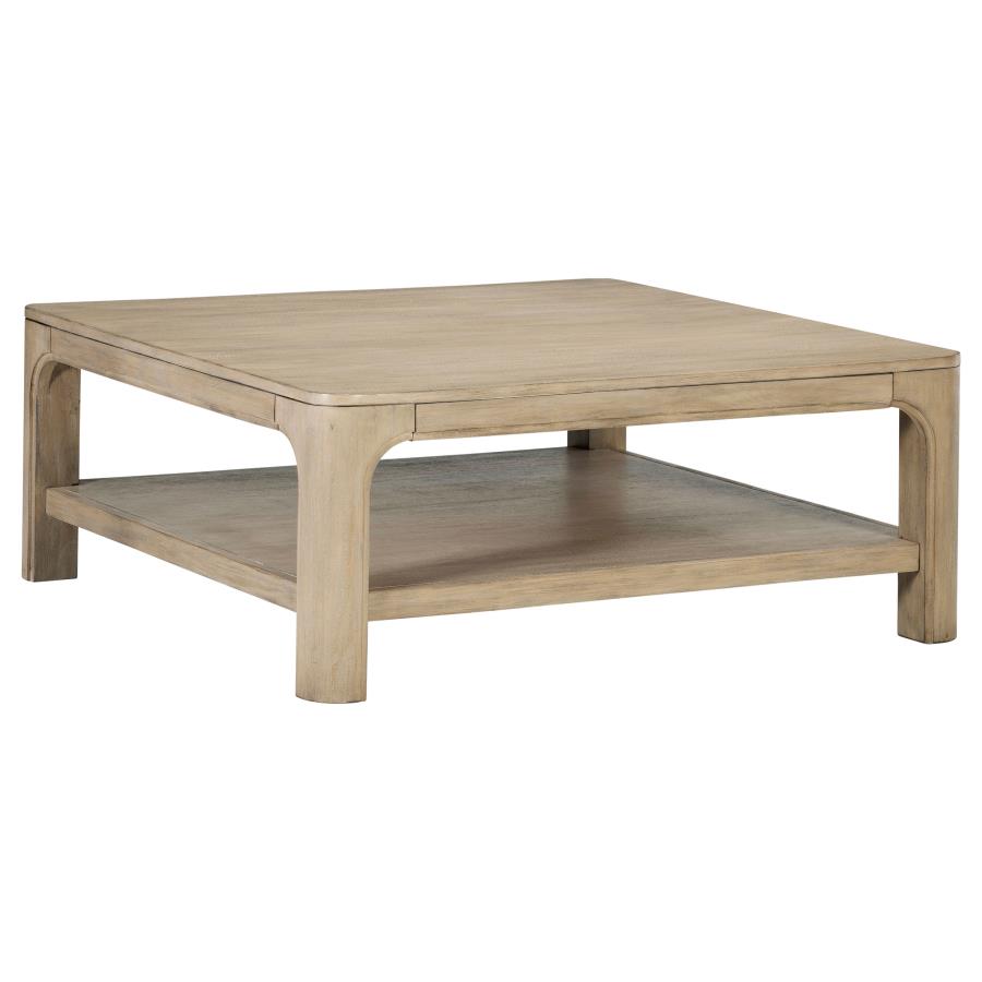 Solano Square Wood Cocktail Coffee Table - Weathered Mango